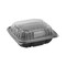 Pactiv Corp. 28 oz 7.5 x 7.5 x 3 EarthChoice Vented Dual Color Microwavable Plastic Hinged Lid Container - Black/Clear (150/Carton)